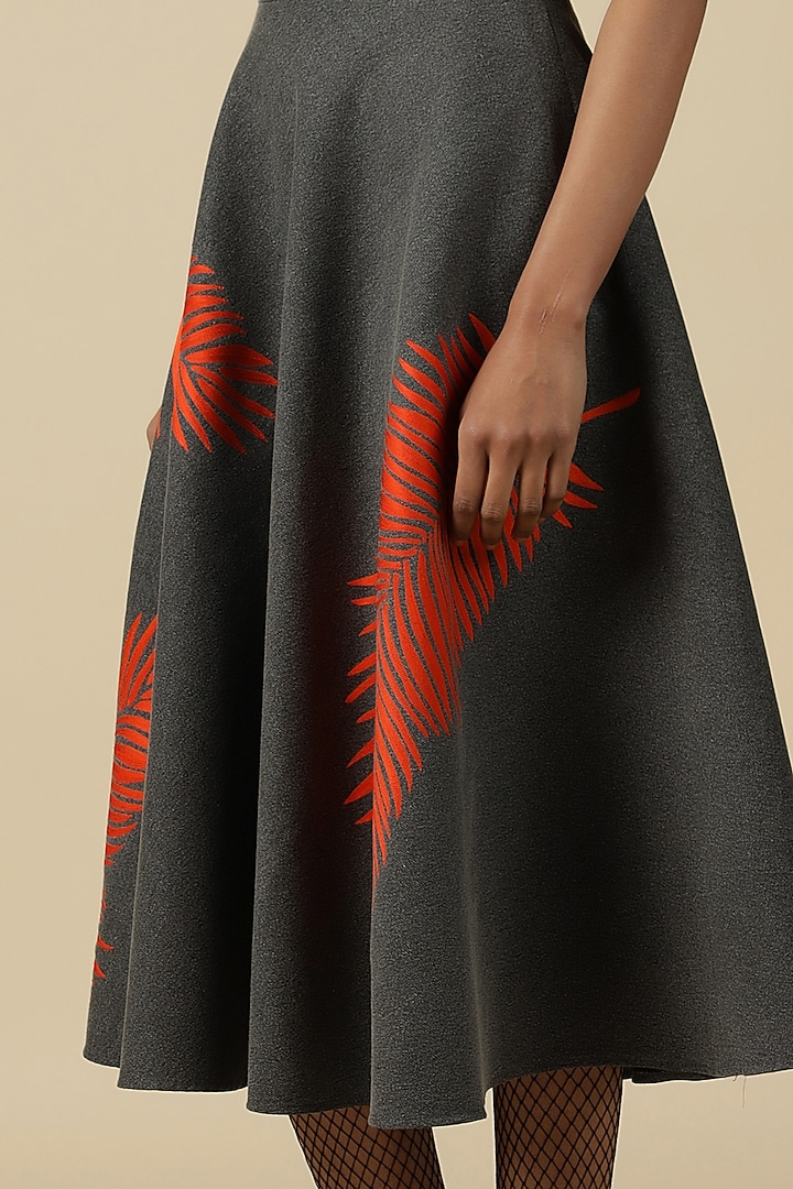 Lead Grey Thin Denim Embroidered Skirt Set by Shahin Mannan at Pernia's Pop Up Shop