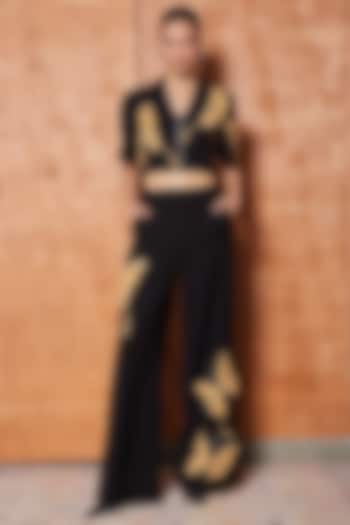 Black Japanese Crepe Co-Ord Set by Shahin Mannan at Pernia's Pop Up Shop