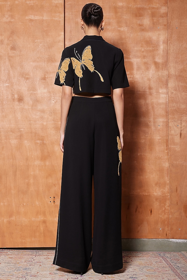 Black Japanese Crepe Co-Ord Set by Shahin Mannan at Pernia's Pop Up Shop