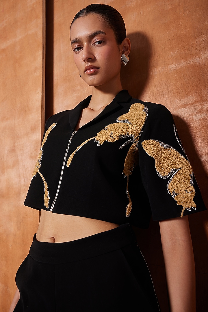 Black Japanese Crepe Co-Ord Set by Shahin Mannan at Pernia's Pop Up Shop