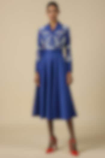 Electric Blue Chanderi Dress by Shahin Mannan at Pernia's Pop Up Shop