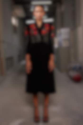 Black Japanese Crepe Wrap Cocktail Dress by Shahin Mannan at Pernia's Pop Up Shop