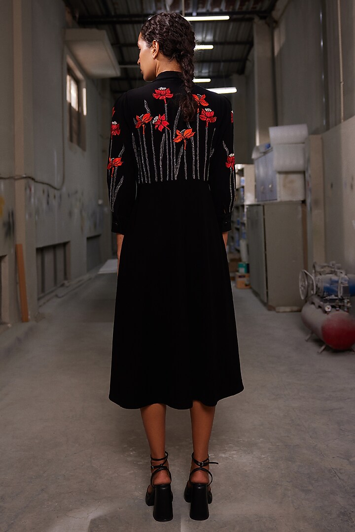 Black Japanese Crepe Wrap Cocktail Dress by Shahin Mannan at Pernia's Pop Up Shop
