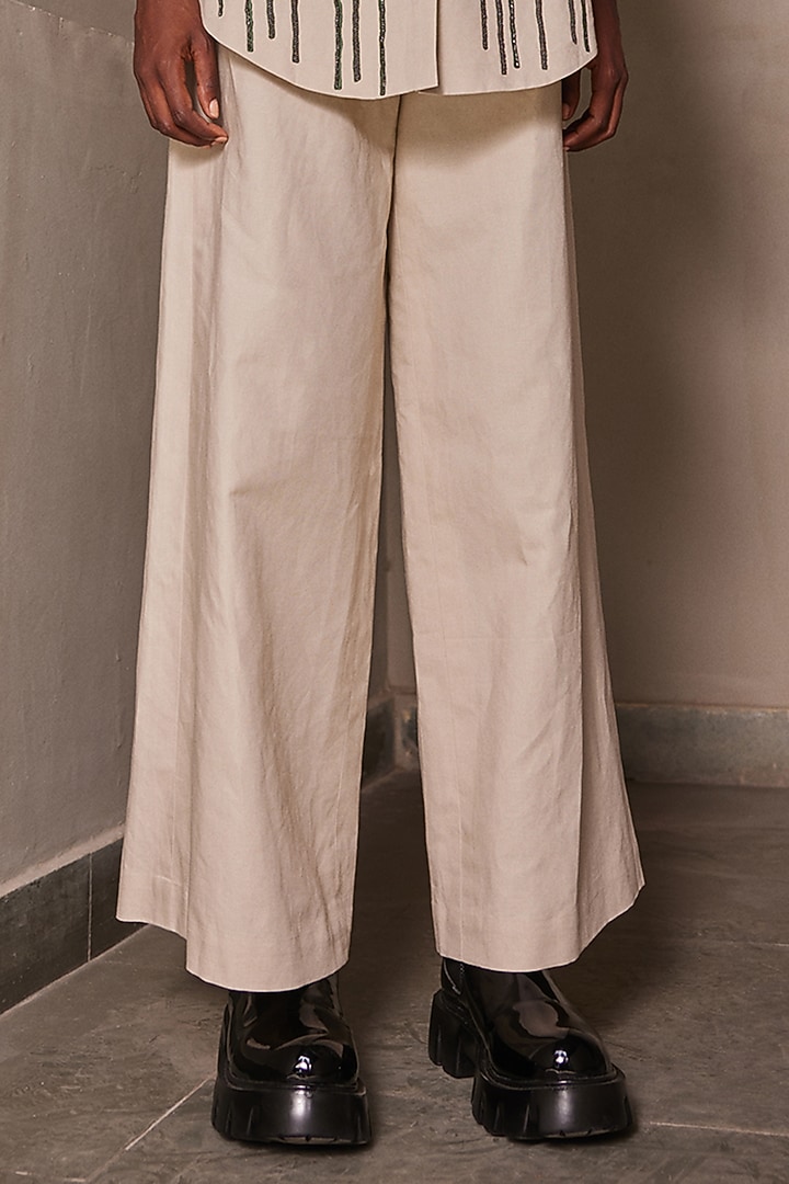 Sand-Colored Cotton Linen Co-Ord Set by Shahin Mannan at Pernia's Pop Up Shop