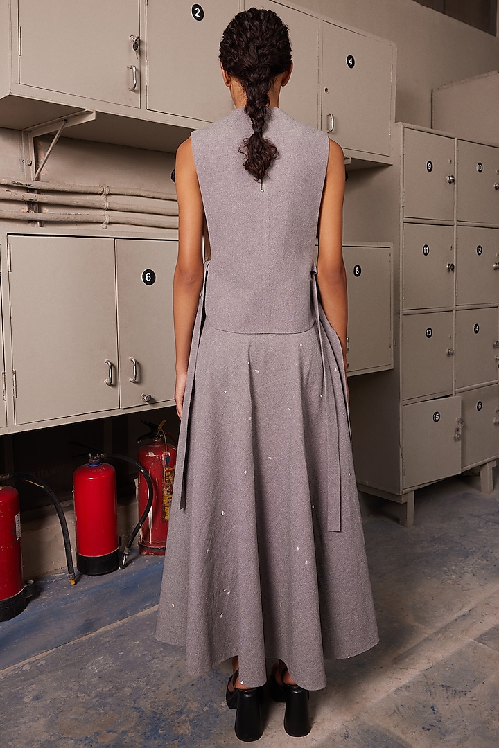 Grey Melange Circular Skirt by Shahin Mannan at Pernia's Pop Up Shop