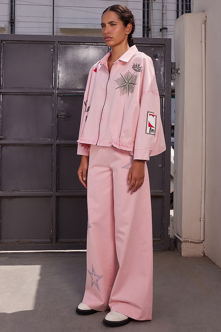Flamingo Pink Twill Denim Co-Ord Set by Shahin Mannan at Pernia's Pop Up Shop
