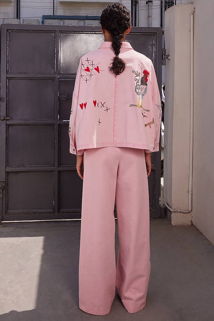 Flamingo Pink Twill Denim Co-Ord Set by Shahin Mannan at Pernia's Pop Up Shop