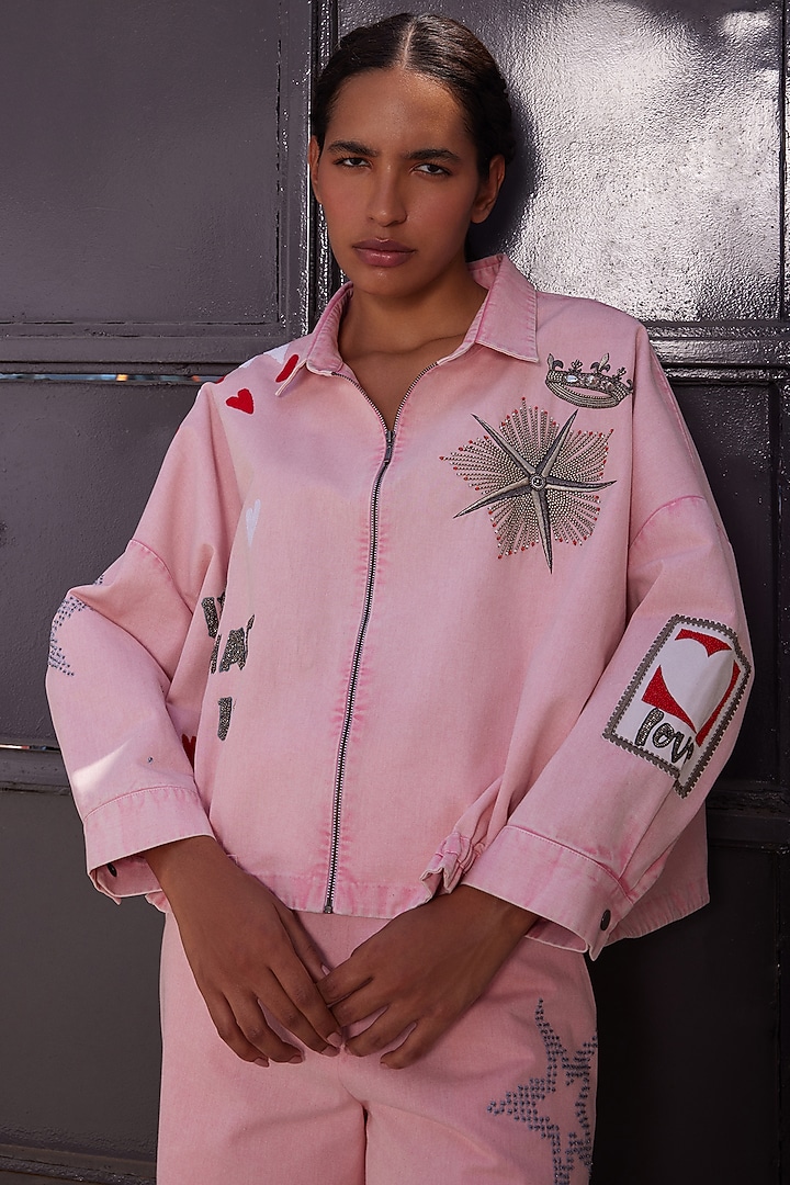 Flamingo Pink Twill Denim Co-Ord Set by Shahin Mannan at Pernia's Pop Up Shop