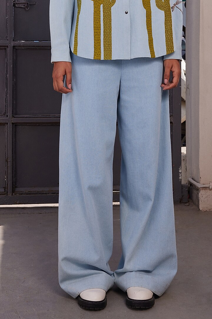 Light Blue Washed Denim Co-Ord Set by Shahin Mannan at Pernia's Pop Up Shop
