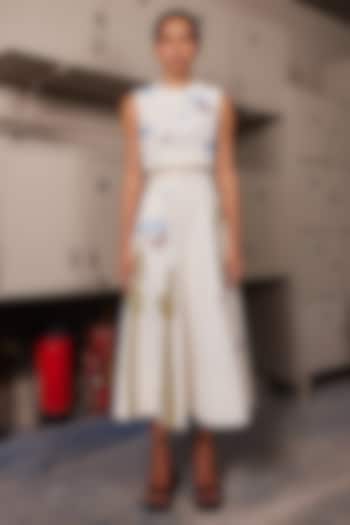 Ivory Satin Twill Tiered Skirt by Shahin Mannan at Pernia's Pop Up Shop
