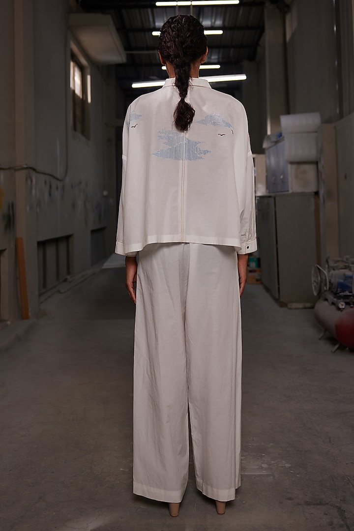 Ivory Cotton Silk Co-Ord Set by Shahin Mannan at Pernia's Pop Up Shop
