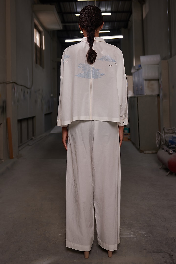 Ivory Cotton Silk Shacket by Shahin Mannan at Pernia's Pop Up Shop