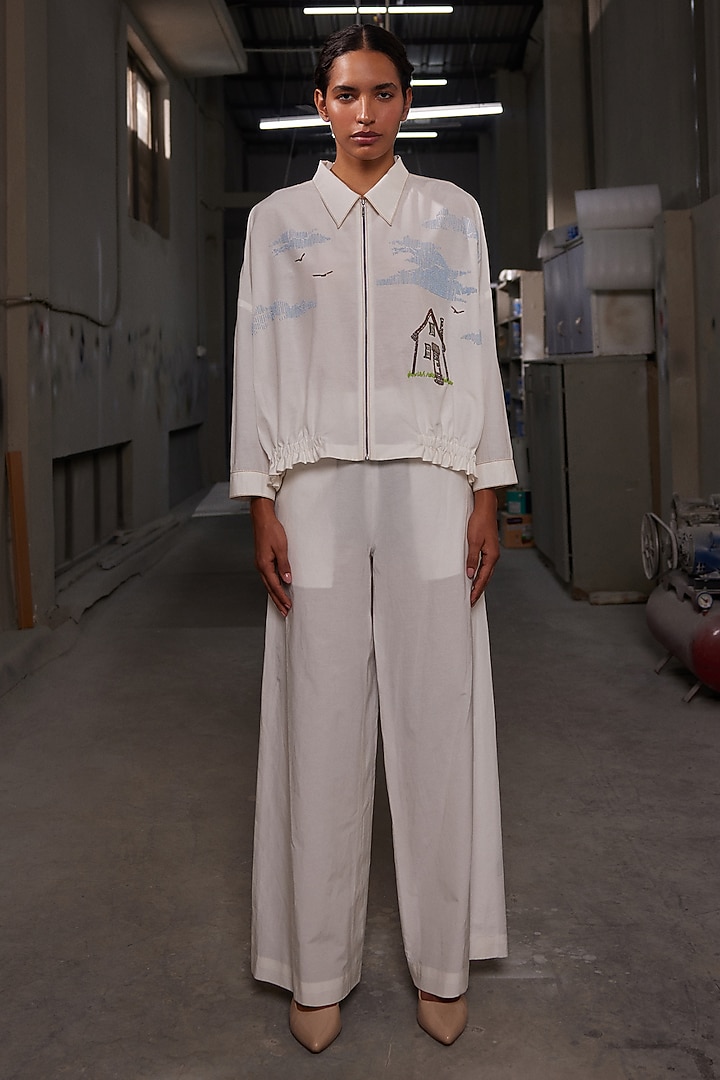 Ivory Cotton Silk Shacket by Shahin Mannan at Pernia's Pop Up Shop