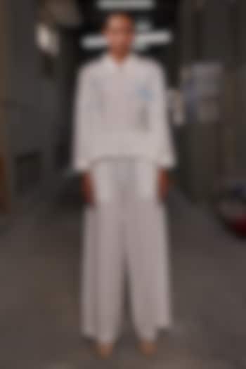 Ivory Cotton Silk Pants by Shahin Mannan at Pernia's Pop Up Shop