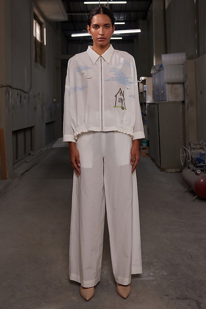 Ivory Cotton Silk Pants by Shahin Mannan at Pernia's Pop Up Shop