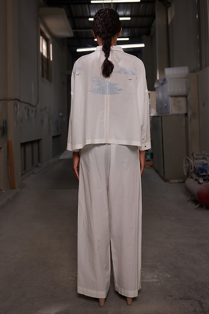 Ivory Cotton Silk Pants by Shahin Mannan at Pernia's Pop Up Shop