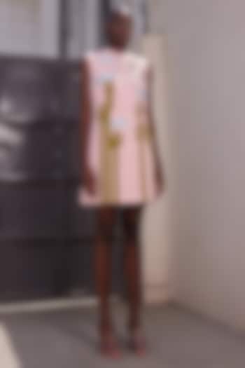 Flamingo Pink Twill Denim Mini Cocktail Dress by Shahin Mannan at Pernia's Pop Up Shop