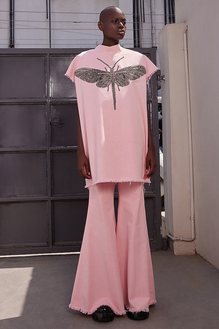 Flamingo Pink Twill Denim Co-Ord Set by Shahin Mannan at Pernia's Pop Up Shop