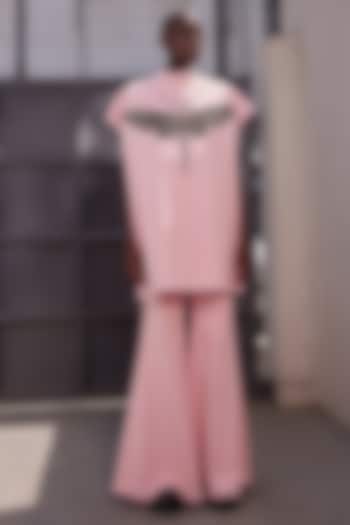 Flamingo Pink Twill Denim Oversized T-shirt by Shahin Mannan at Pernia's Pop Up Shop