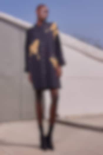 Black Poplin Oversized Vacation Shirt Dress by Shahin Mannan at Pernia's Pop Up Shop