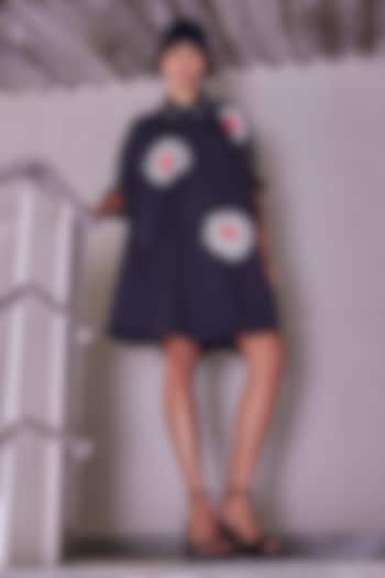 Black Poplin Gathered Vacation Shirt Dress by Shahin Mannan at Pernia's Pop Up Shop
