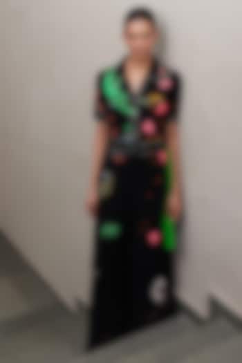 Black Japanese Crepe Jumpsuit by Shahin Mannan at Pernia's Pop Up Shop