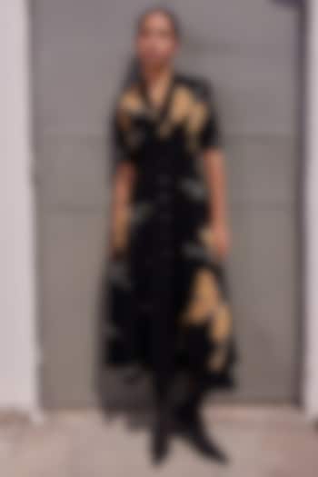 Blue Japanese Crepe Cocktail Dress by Shahin Mannan at Pernia's Pop Up Shop