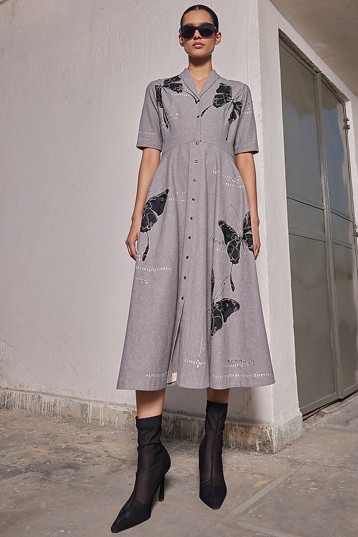 Grey Melange Cocktail Dress by Shahin Mannan at Pernia's Pop Up Shop
