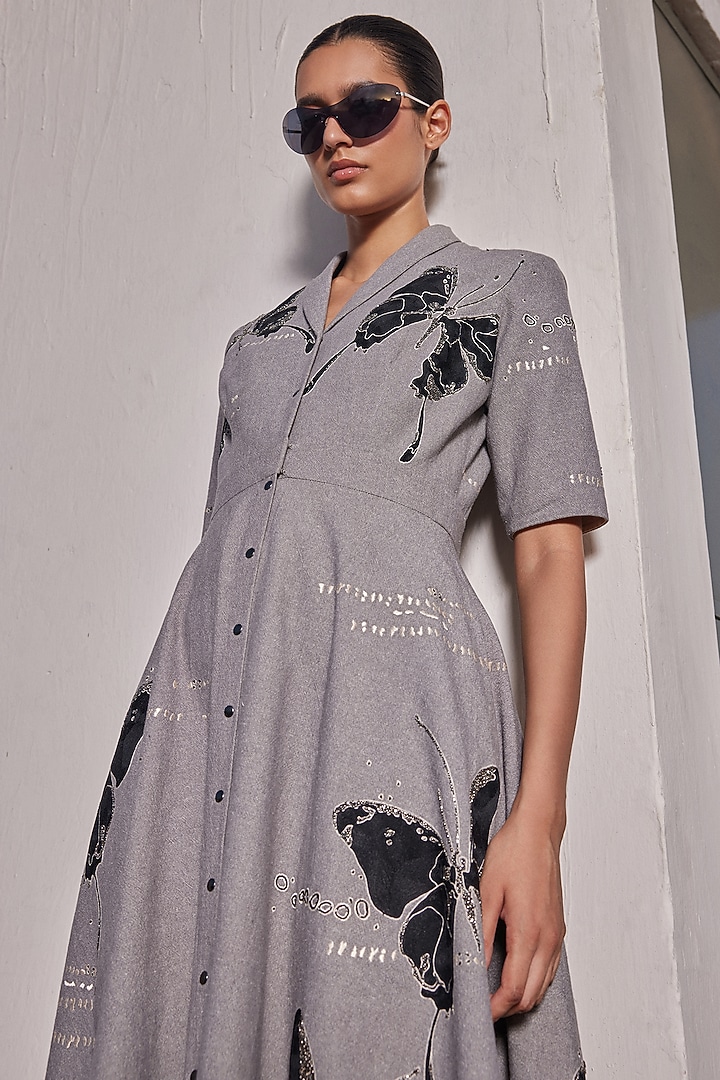 Grey Melange Cocktail Dress by Shahin Mannan at Pernia's Pop Up Shop