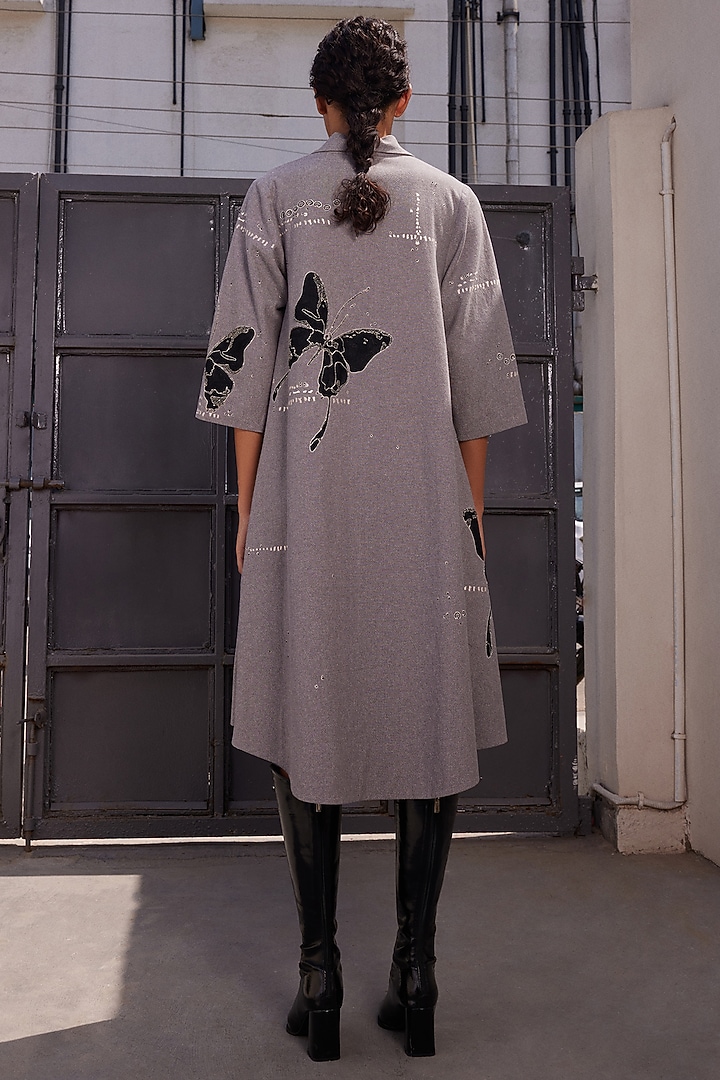 Grey Melange Flared Cocktail Dress by Shahin Mannan at Pernia's Pop Up Shop