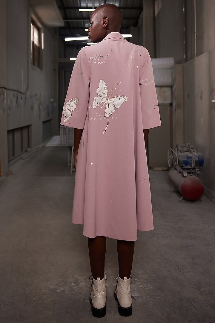 Peach Double Crepe Flared Cocktail Dress by Shahin Mannan at Pernia's Pop Up Shop