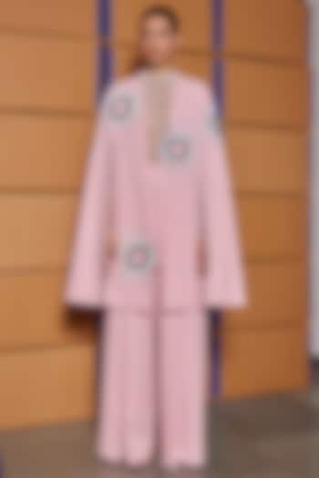 Flamingo Pink Twill Denim Cape by Shahin Mannan at Pernia's Pop Up Shop