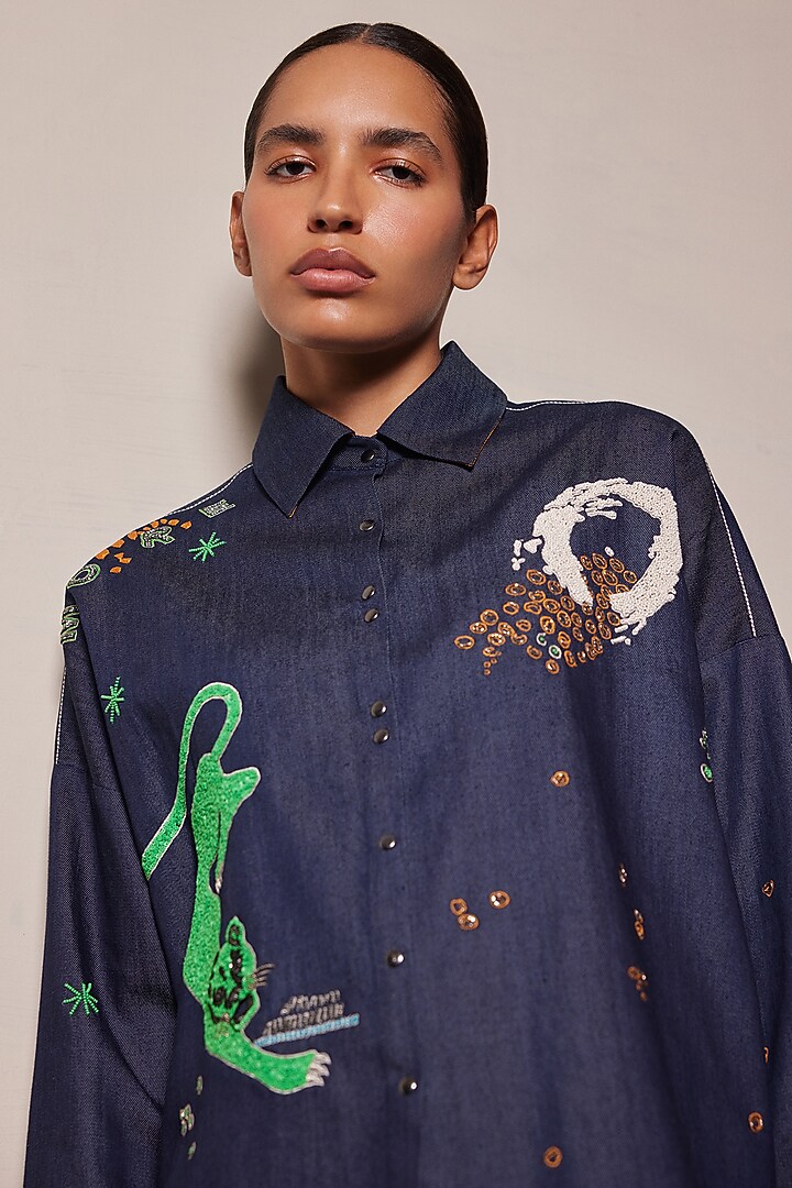 Night Blue Denim Co-Ord Set by Shahin Mannan at Pernia's Pop Up Shop