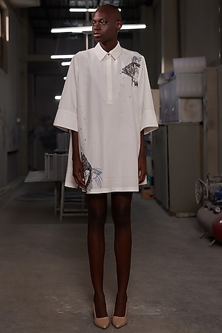 Ivory Tencel Twill Tunic by Shahin Mannan