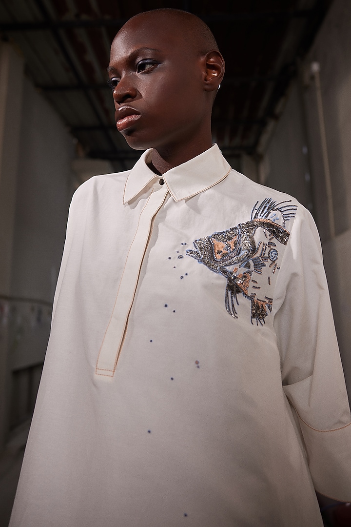 Ivory Tencel Twill Tunic by Shahin Mannan at Pernia's Pop Up Shop