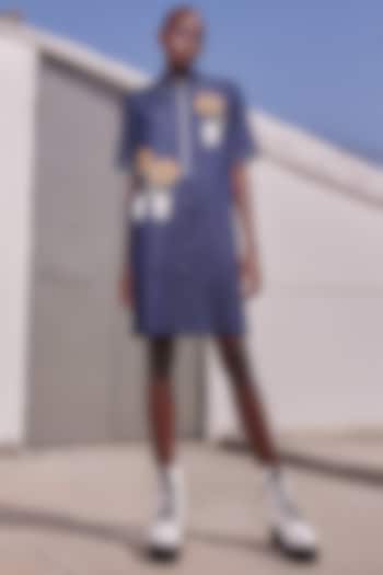 Night Blue Thin Denim Vacation Dress by Shahin Mannan at Pernia's Pop Up Shop