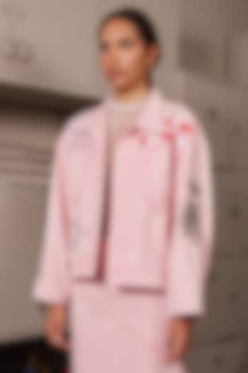 Flamingo Pink Twill Denim Oversized Jacket by Shahin Mannan at Pernia's Pop Up Shop