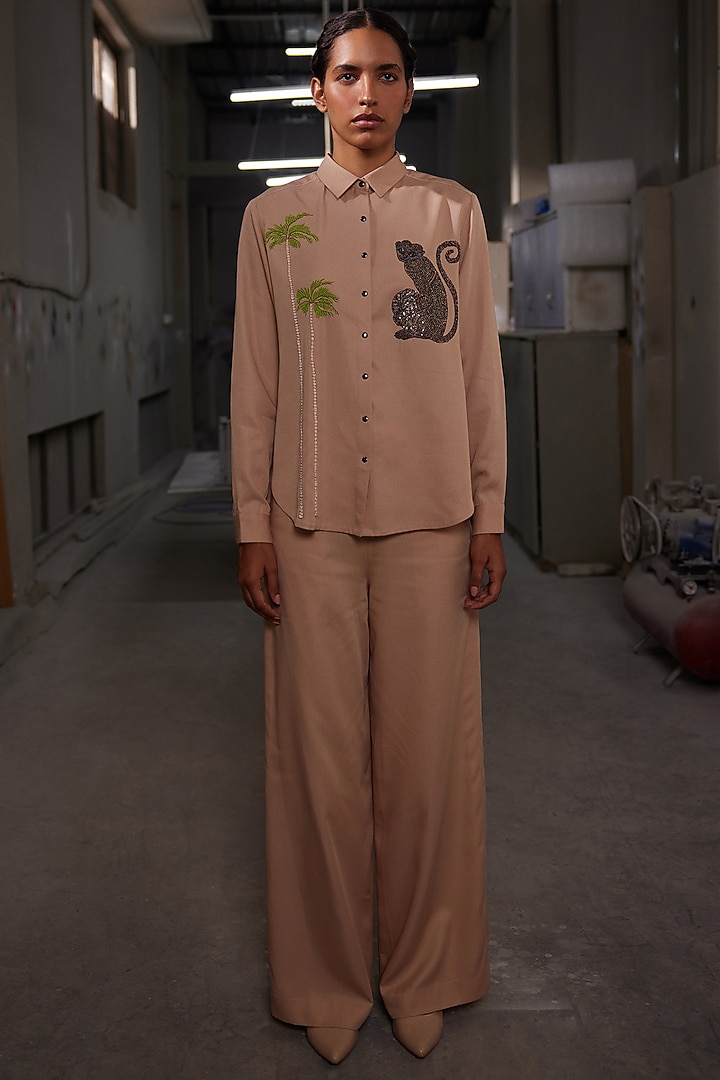 Warm Sand-Colored Tencel Twill Co-Ord Set by Shahin Mannan at Pernia's Pop Up Shop