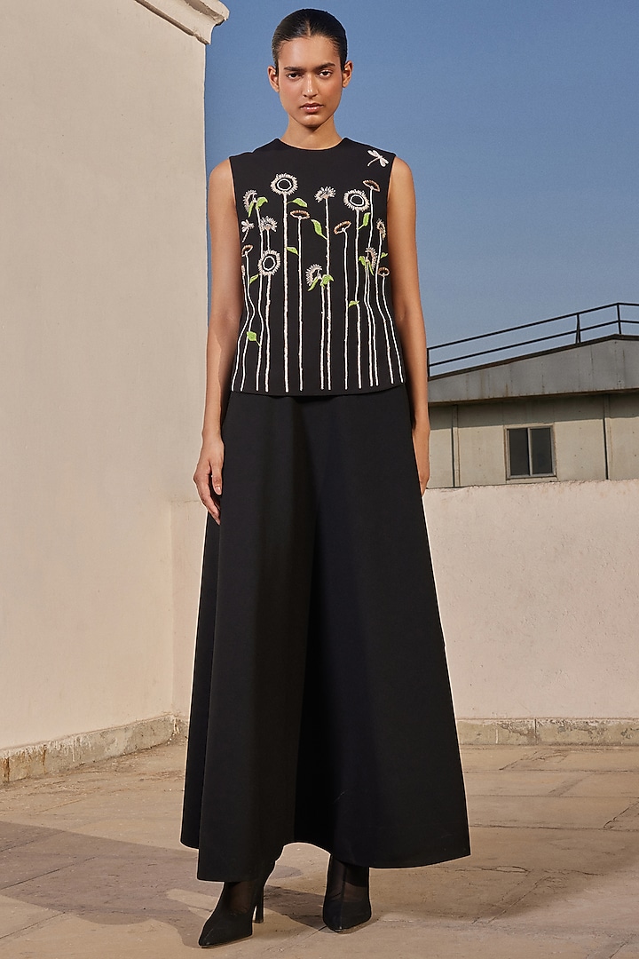 Black Scuba Crepe Overlay by Shahin Mannan at Pernia's Pop Up Shop