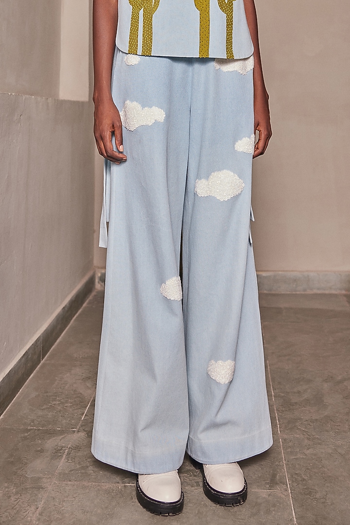 Light Blue Washed Denim Co-Ord Set by Shahin Mannan at Pernia's Pop Up Shop