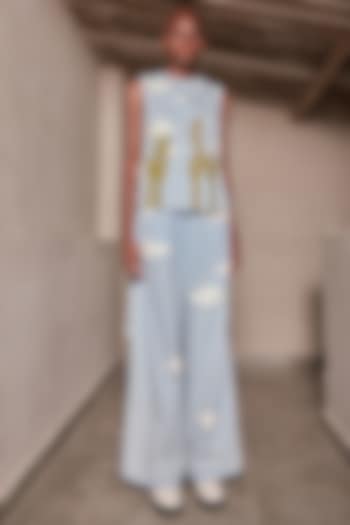 Light Blue Washed Denim Overlay by Shahin Mannan at Pernia's Pop Up Shop