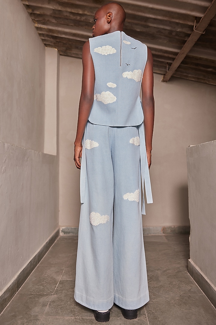 Light Blue Washed Denim Overlay by Shahin Mannan at Pernia's Pop Up Shop