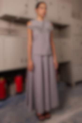 Grey Melange Circular Skirt Set by Shahin Mannan at Pernia's Pop Up Shop