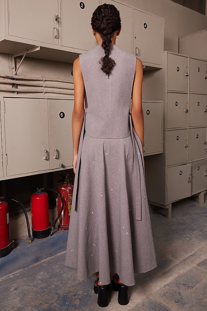 Grey Melange Circular Skirt Set by Shahin Mannan at Pernia's Pop Up Shop