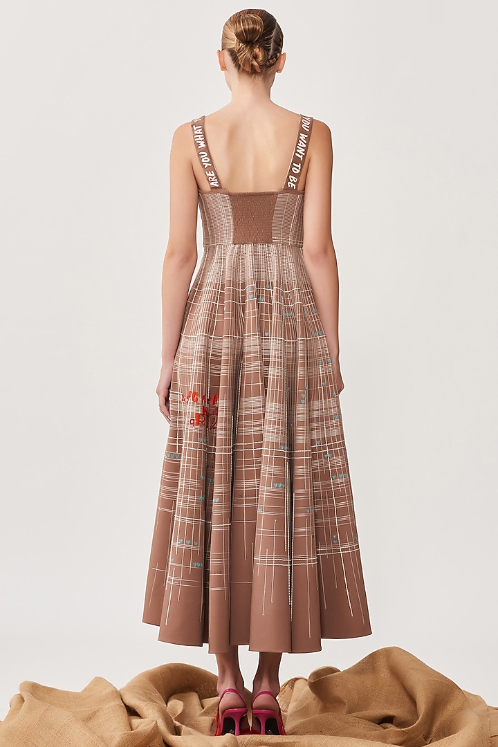 Beige Crepe Embroidered Corset Party Wear Dress by Shahin Mannan at Pernia's Pop Up Shop