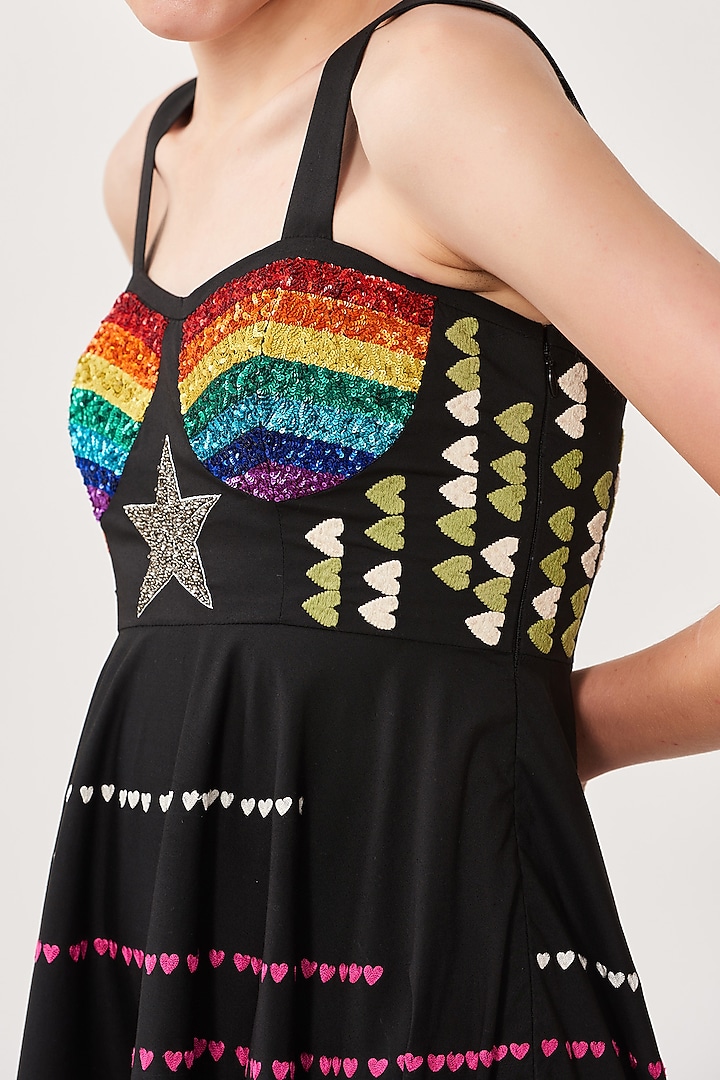 Black Crepe Embroidered Corset Party Wear Dress by Shahin Mannan at Pernia's Pop Up Shop