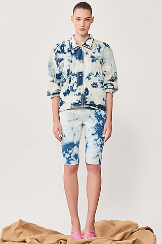 Blue Denim Cloud Washed OverSized Jacket by Shahin Mannan