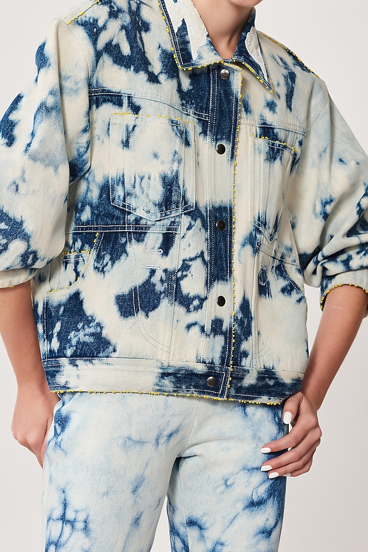 Blue Denim Cloud Washed OverSized Jacket by Shahin Mannan at Pernia's Pop Up Shop