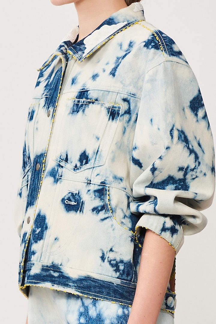 Blue Denim Cloud Washed Shorts by Shahin Mannan at Pernia's Pop Up Shop