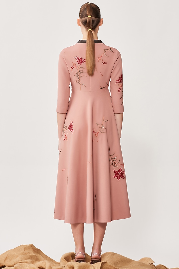 Old Rose Double Crepe Midi Cocktail Dress by Shahin Mannan at Pernia's Pop Up Shop